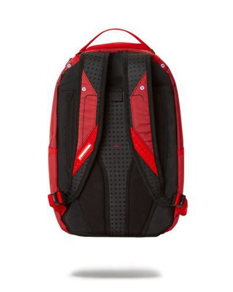 Red Sprayground Break In Case Of Emergency Shark (Dlxr) Backpacks | 90318-FGHS