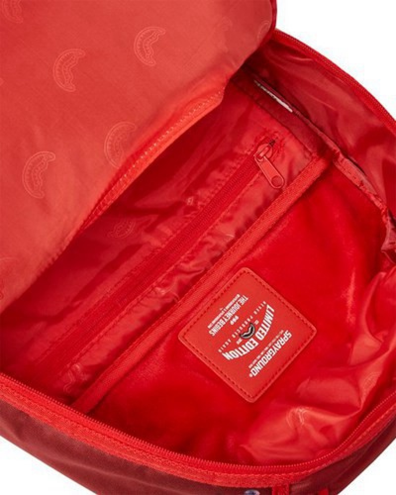 Red Sprayground Break In Case Of Emergency Shark (Dlxr) Backpacks | 90318-FGHS