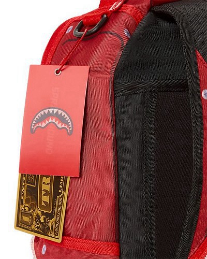 Red Sprayground Break In Case Of Emergency Shark (Dlxr) Backpacks | 90318-FGHS