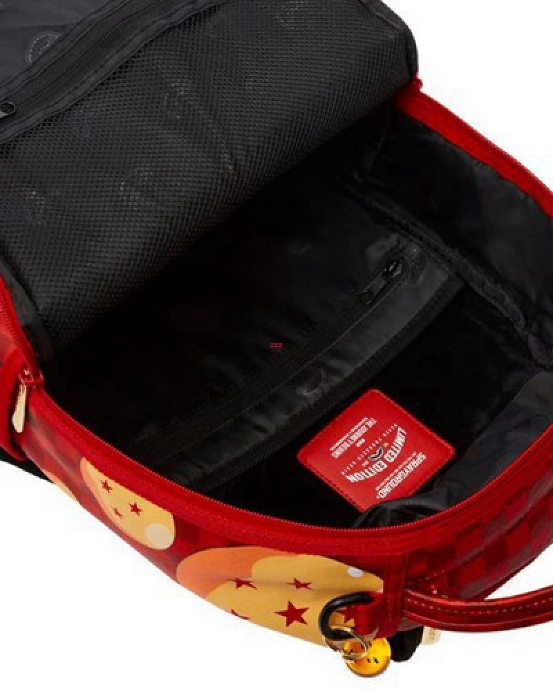 Red Sprayground Dbz Super Saiyan Check Backpacks | 98374-JWGA