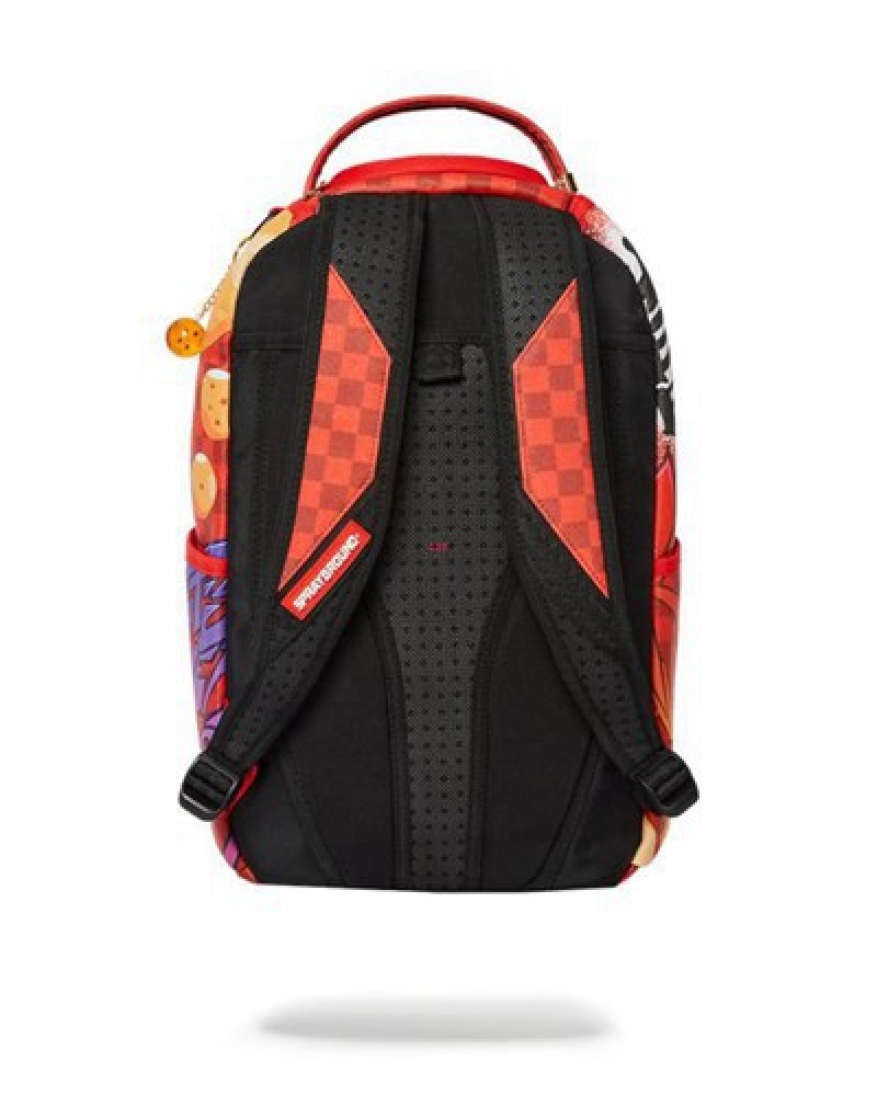 Red Sprayground Dbz Super Saiyan Check Backpacks | 98374-JWGA