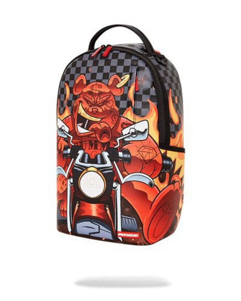 Red Sprayground Diablo Burner Shark (Dlxv) Backpacks | 01354-VKNL