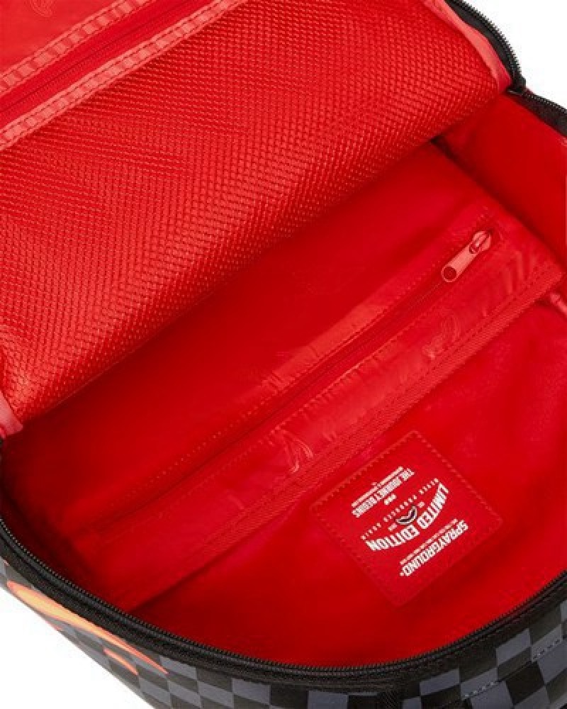 Red Sprayground Diablo Burner Shark (Dlxv) Backpacks | 01354-VKNL