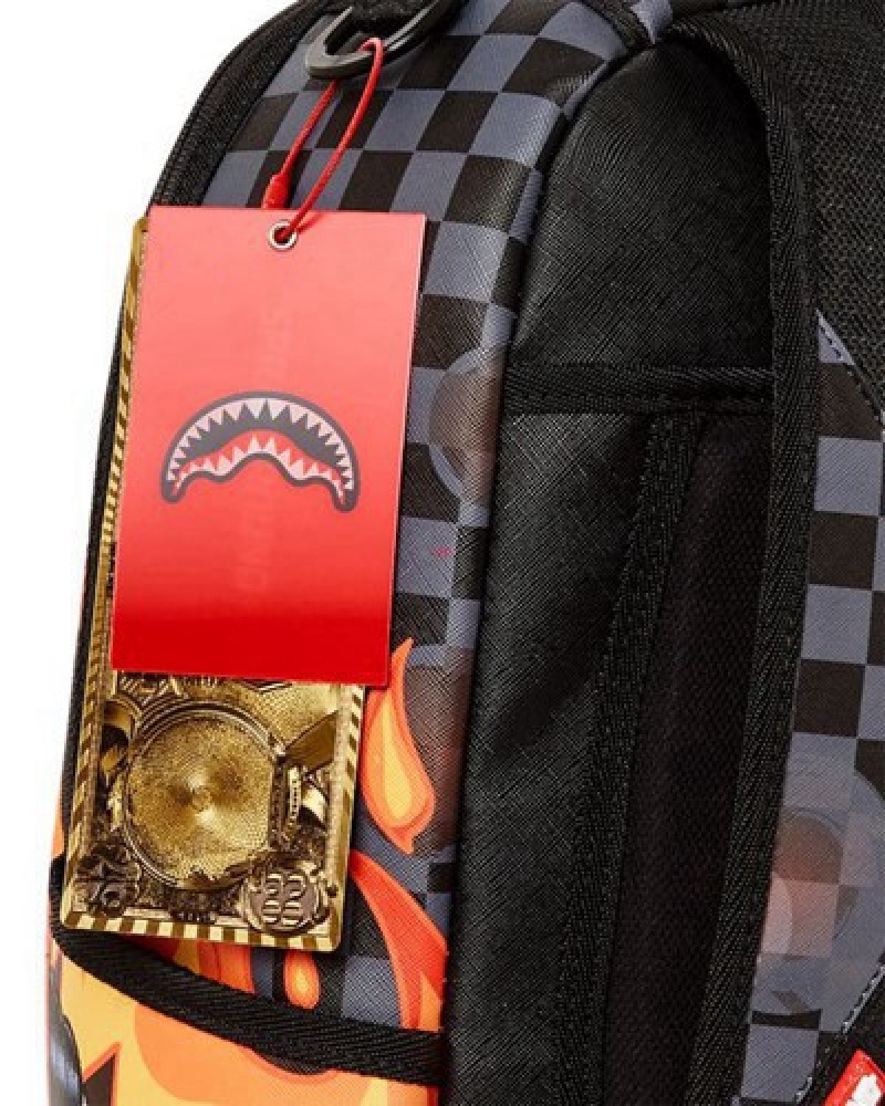 Red Sprayground Diablo Burner Shark (Dlxv) Backpacks | 01354-VKNL