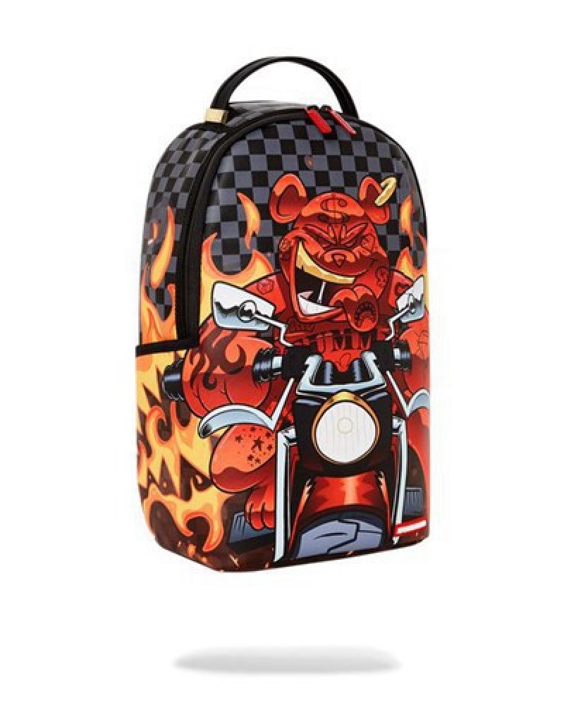 Red Sprayground Diablo Burner Shark (Dlxv) Backpacks | 01354-VKNL