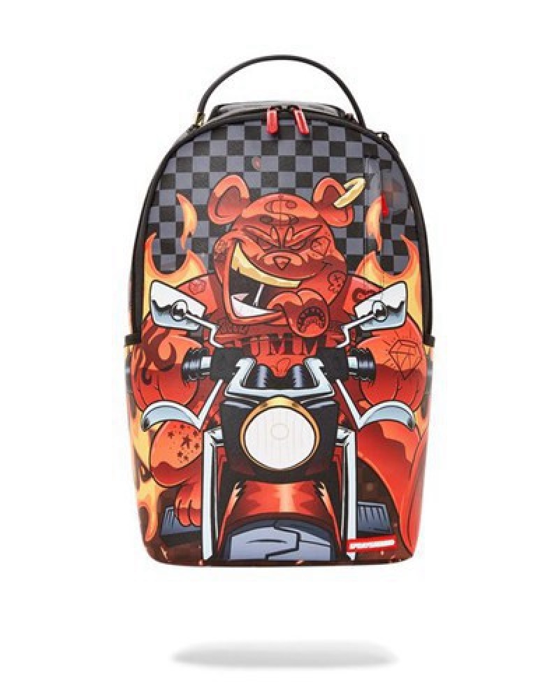 Red Sprayground Diablo Burner Shark (Dlxv) Backpacks | 01354-VKNL