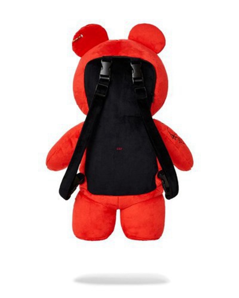 Red Sprayground Diablo Plush Teddybear Backpacks | 09413-OPZK