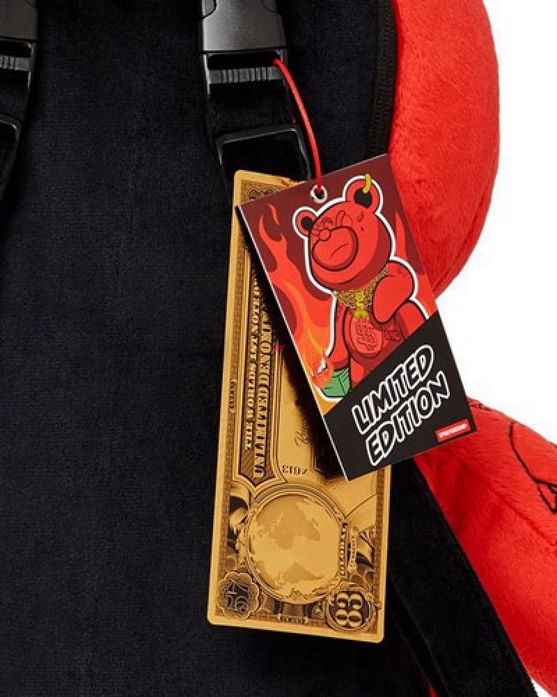 Red Sprayground Diablo Plush Teddybear Backpacks | 09413-OPZK