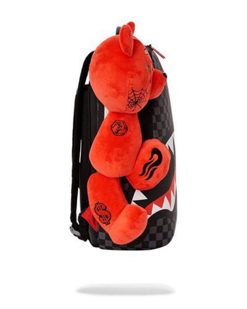 Red Sprayground Diablo Plush Wraparound (Dlxv) Backpacks | 53478-LIOK