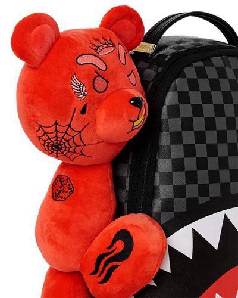 Red Sprayground Diablo Plush Wraparound (Dlxv) Backpacks | 53478-LIOK