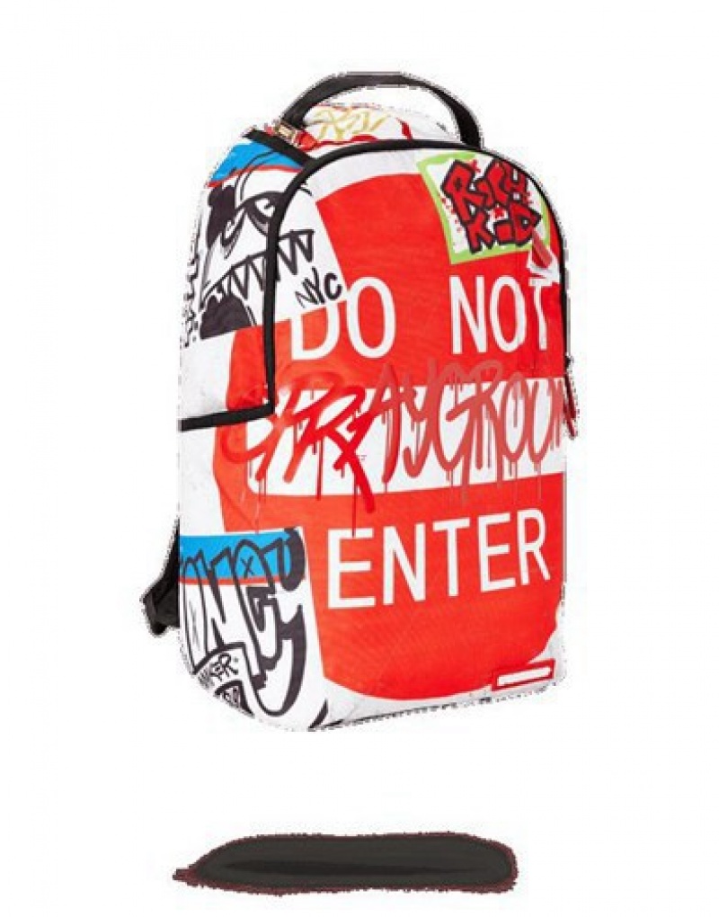 Red Sprayground Do Not Enter Backpacks | 16304-LASE