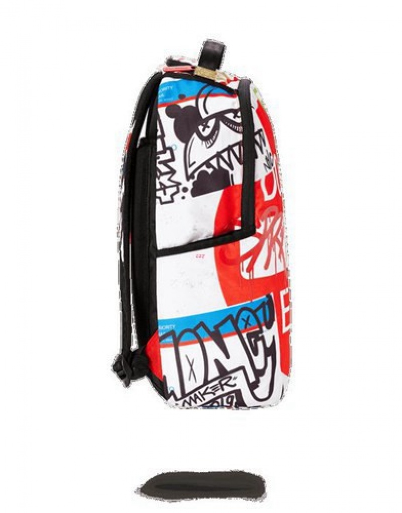 Red Sprayground Do Not Enter Backpacks | 16304-LASE