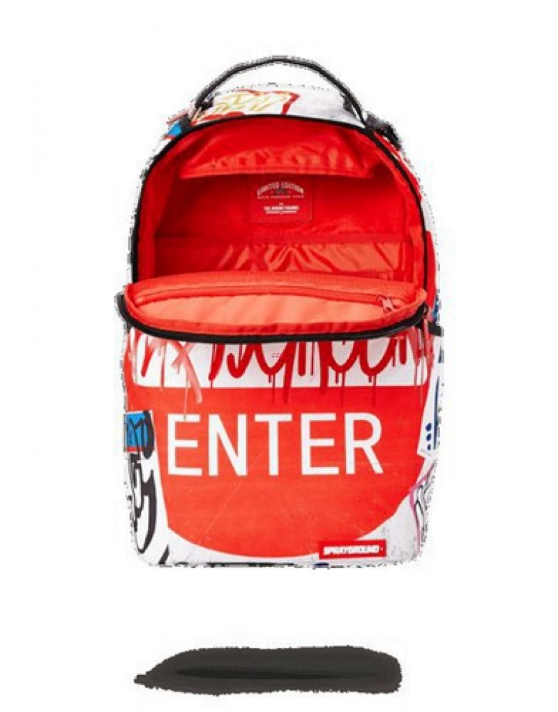 Red Sprayground Do Not Enter Backpacks | 16304-LASE