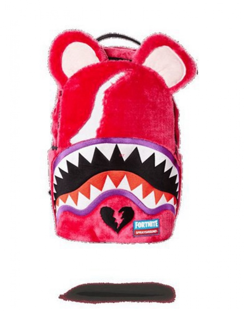 Red Sprayground Fortnite Cuddle Shark Backpacks | 93048-BVMO