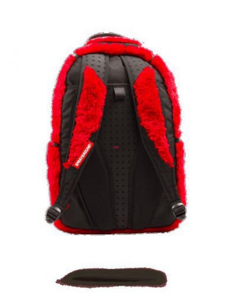 Red Sprayground Fur Monster Backpacks | 45079-XVPI