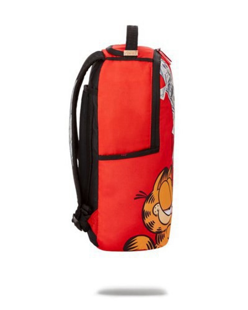 Red Sprayground Garfield Cat Scratch (Dlxr) Backpacks | 70693-FHVO