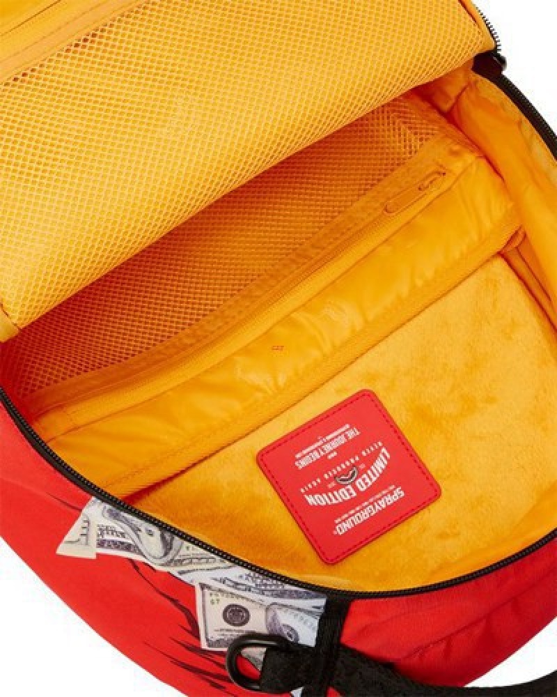 Red Sprayground Garfield Cat Scratch (Dlxr) Backpacks | 70693-FHVO