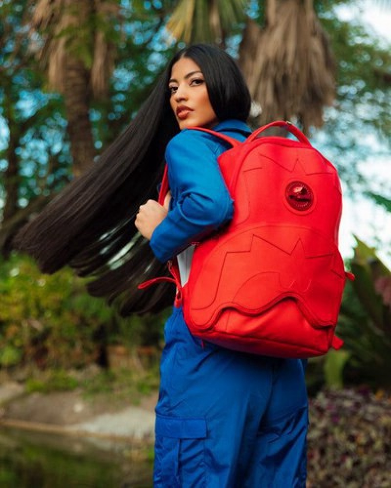 Red Sprayground Heavy Metal Shark (Dlxv) Backpacks | 72698-RVJN