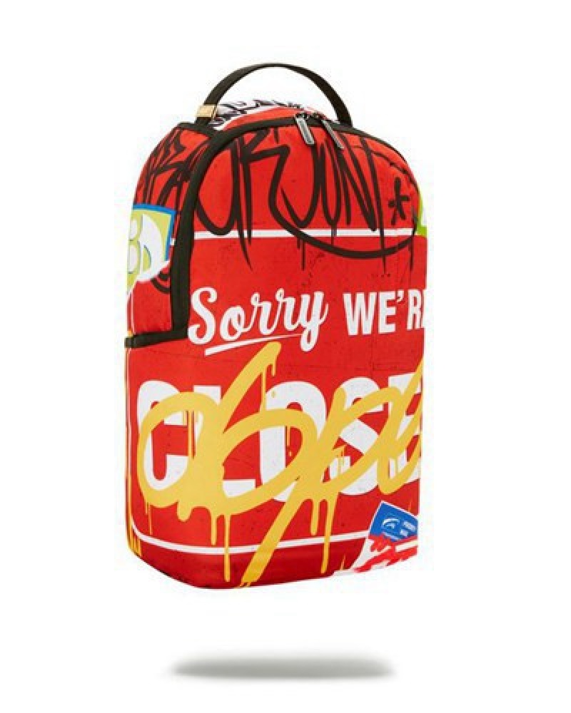 Red Sprayground I Don't Care (Dlxr) Backpacks | 21085-VNWE