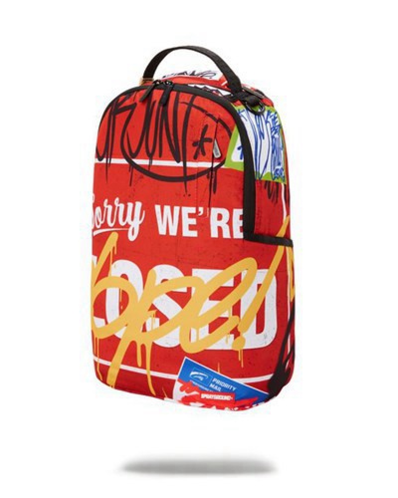 Red Sprayground I Don't Care (Dlxr) Backpacks | 21085-VNWE