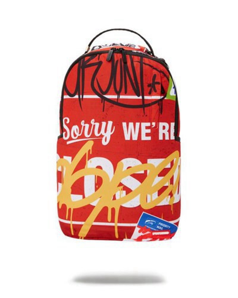 Red Sprayground I Don\'t Care (Dlxr) Backpacks | 21085-VNWE