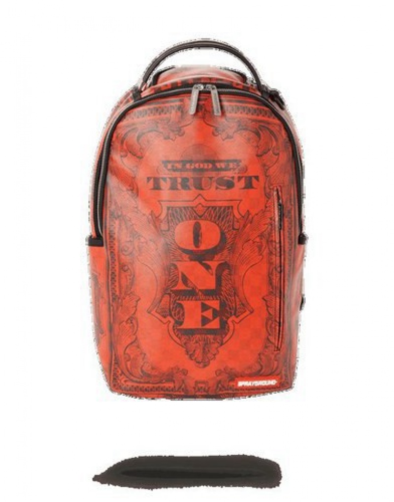 Red Sprayground In God We Trust (One Of One) Backpacks | 50648-IUHS