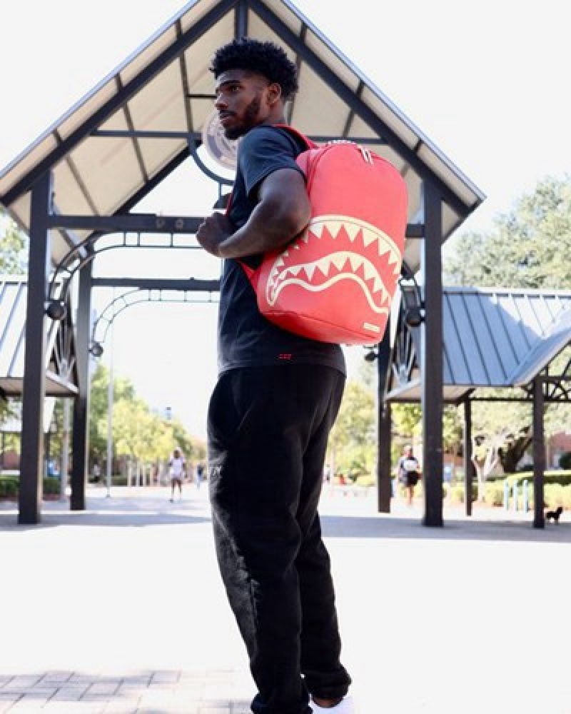 Red Sprayground King Of Kings Shedeur & Shilo Sanders Shark Backpacks | 74103-RTPY