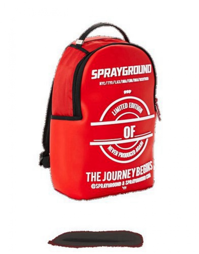 Red Sprayground Label Backpacks | 31062-WHJC