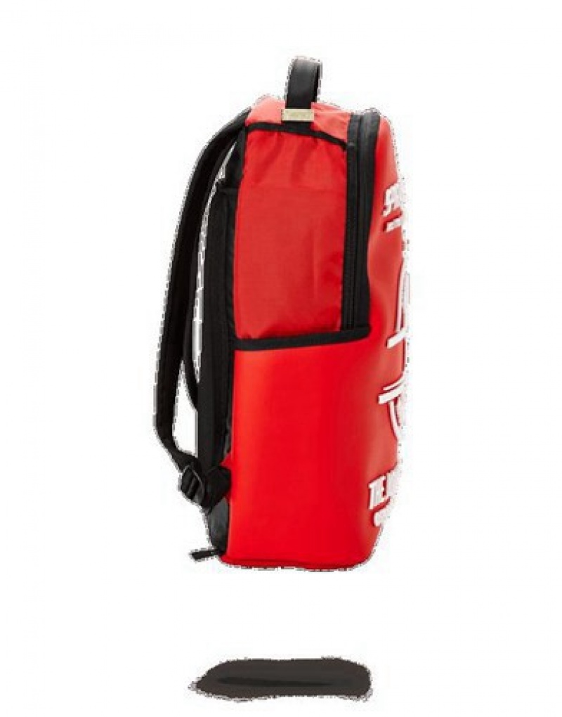 Red Sprayground Label Backpacks | 31062-WHJC