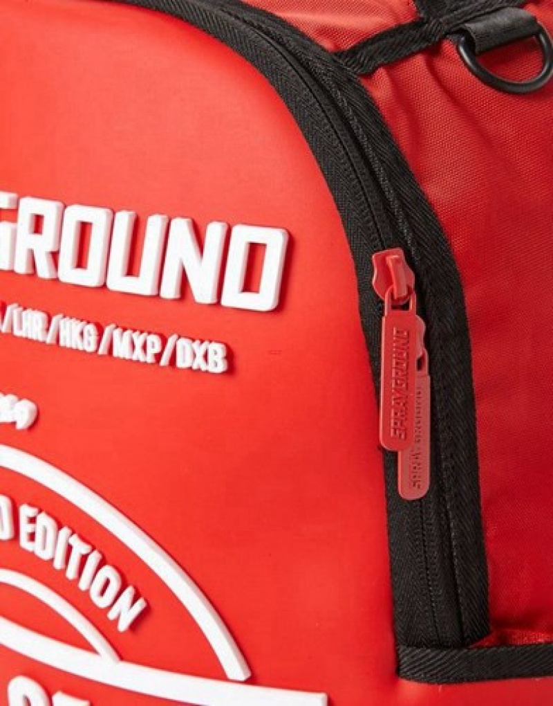 Red Sprayground Label Backpacks | 31062-WHJC