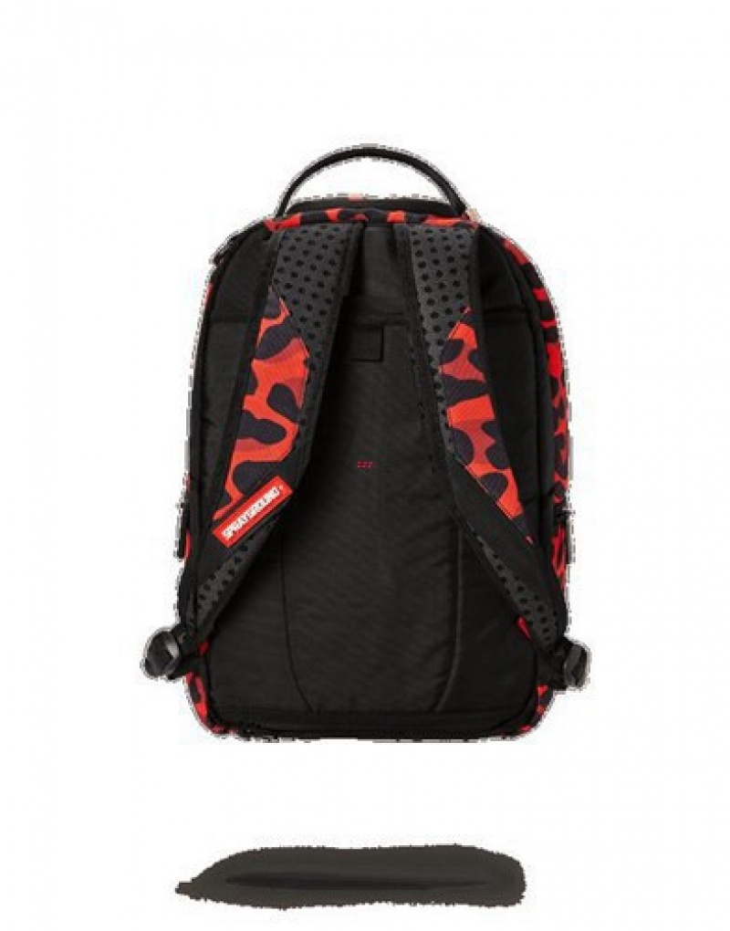 Red Sprayground Leopard Double Cargo Backpacks | 96483-UQGB