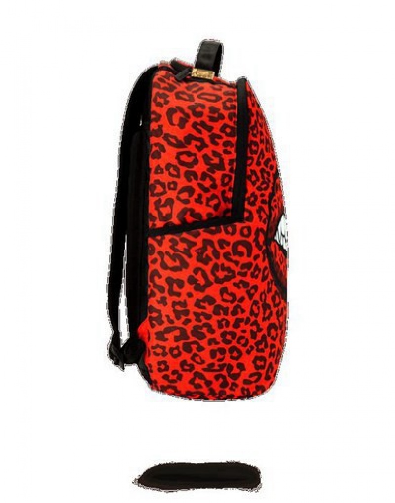 Red Sprayground Leopard Lips Backpacks | 42978-GPIK