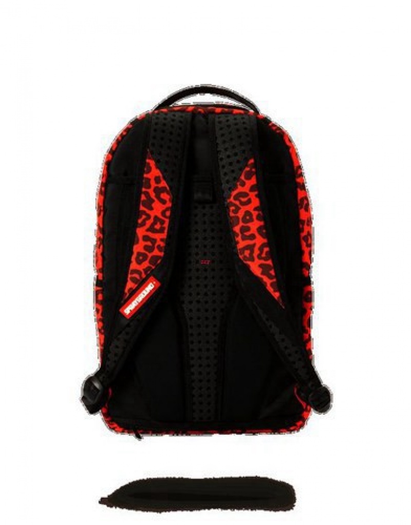 Red Sprayground Leopard Lips Backpacks | 42978-GPIK