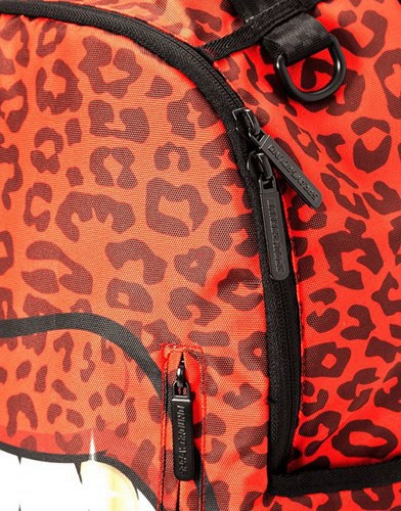 Red Sprayground Leopard Lips Backpacks | 42978-GPIK