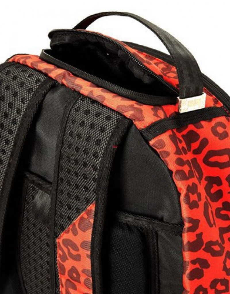 Red Sprayground Leopard Lips Backpacks | 42978-GPIK