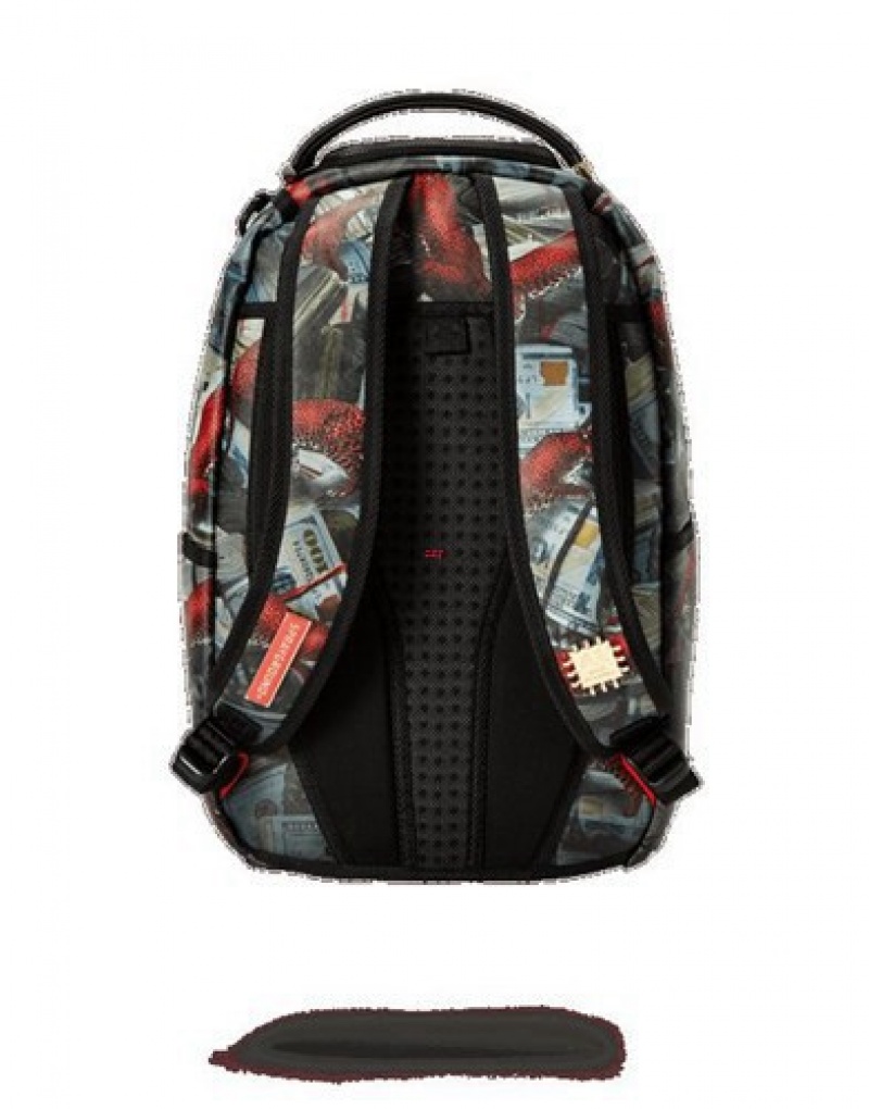 Red Sprayground Leopard Money Backpacks | 80153-UYOI