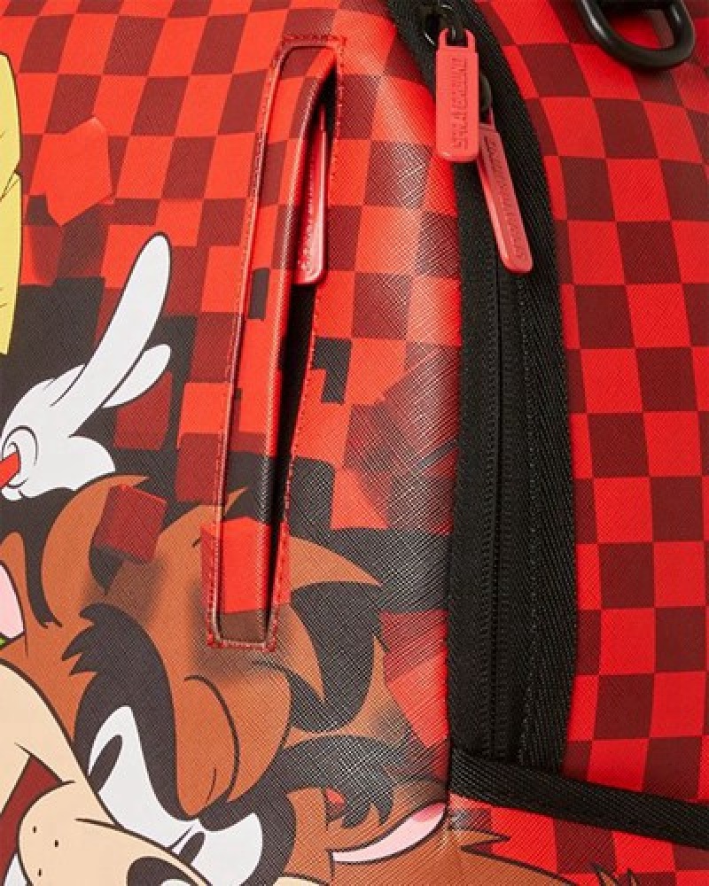 Red Sprayground Looney Tunes Taz Marvin Bust Out (Dlxv) Backpacks | 91845-ZSJH