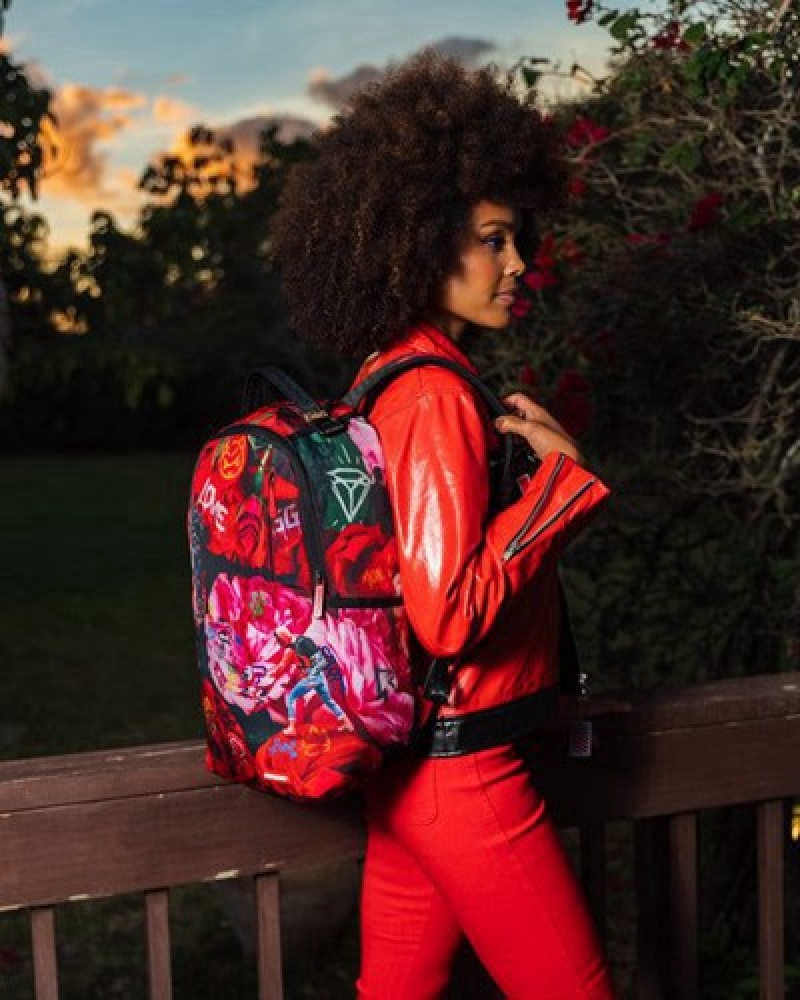 Red Sprayground Love Of The Game Backpacks | 95274-FGMQ