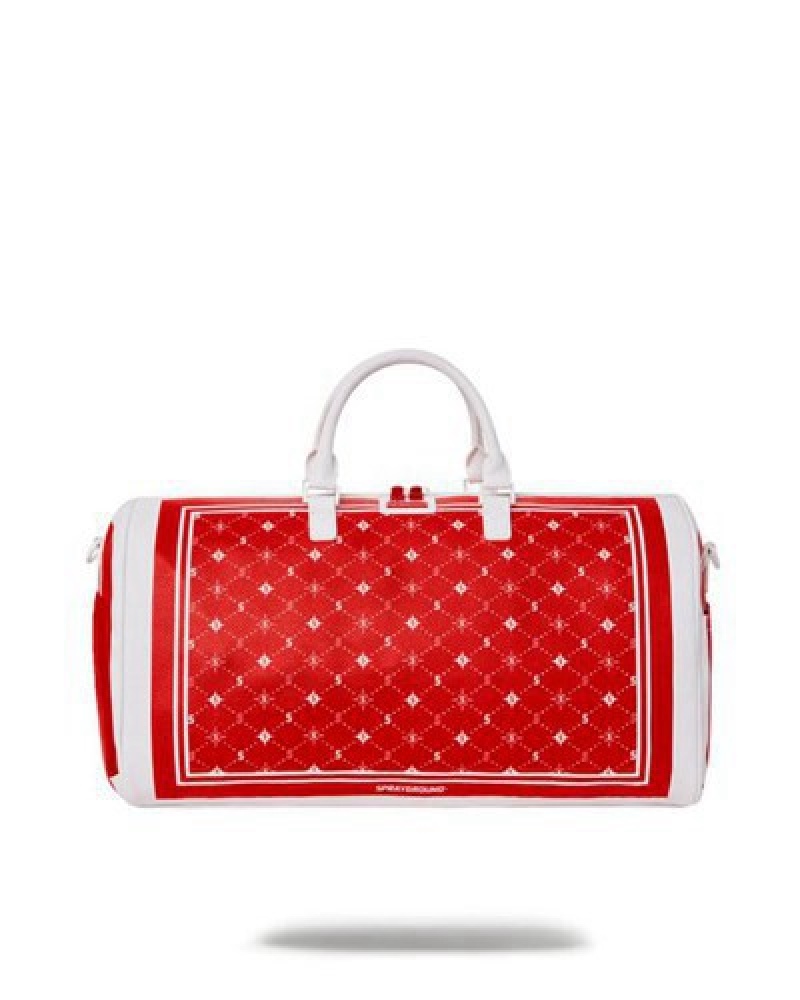 Red Sprayground Modus Operandi Duffle Bags | 43701-JHNL