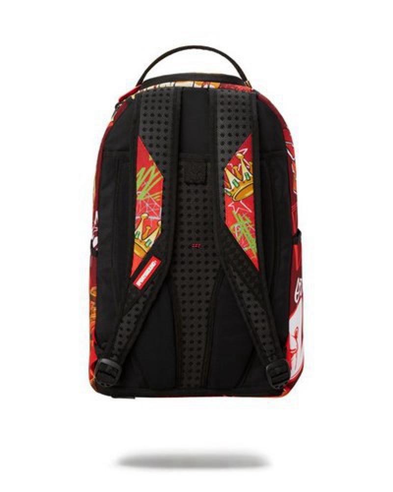 Red Sprayground Money Bear Vs Astromane (Dlxr) Backpacks | 84259-MYIL