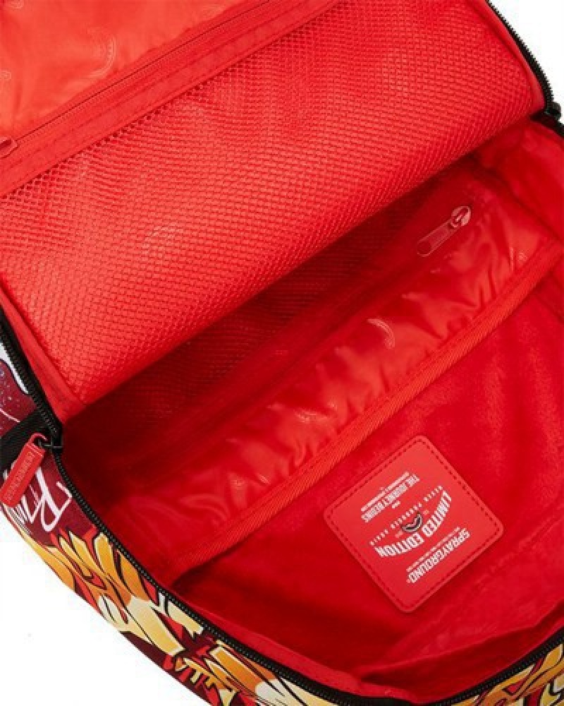 Red Sprayground Money Bear Vs Astromane (Dlxr) Backpacks | 84259-MYIL