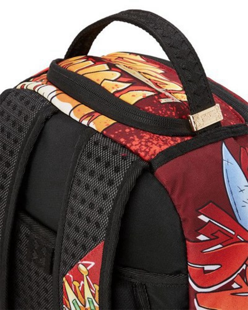 Red Sprayground Money Bear Vs Astromane (Dlxr) Backpacks | 84259-MYIL