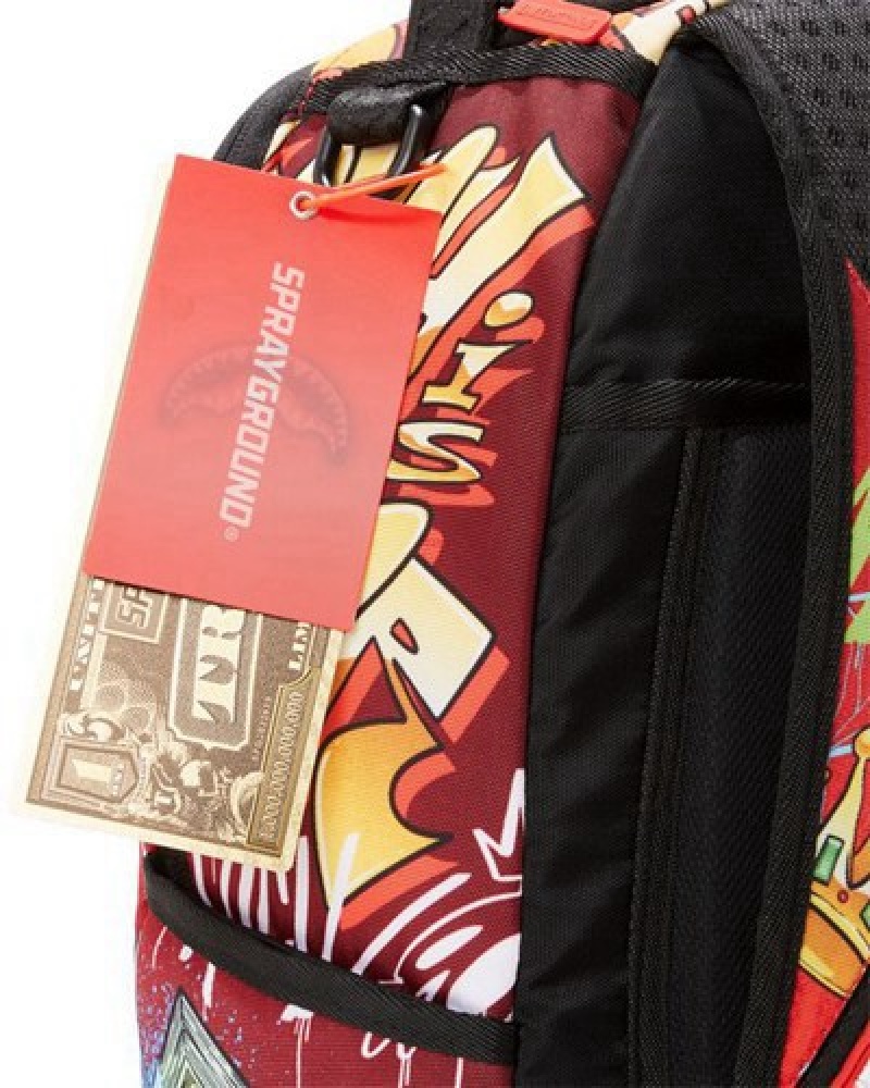 Red Sprayground Money Bear Vs Astromane (Dlxr) Backpacks | 84259-MYIL