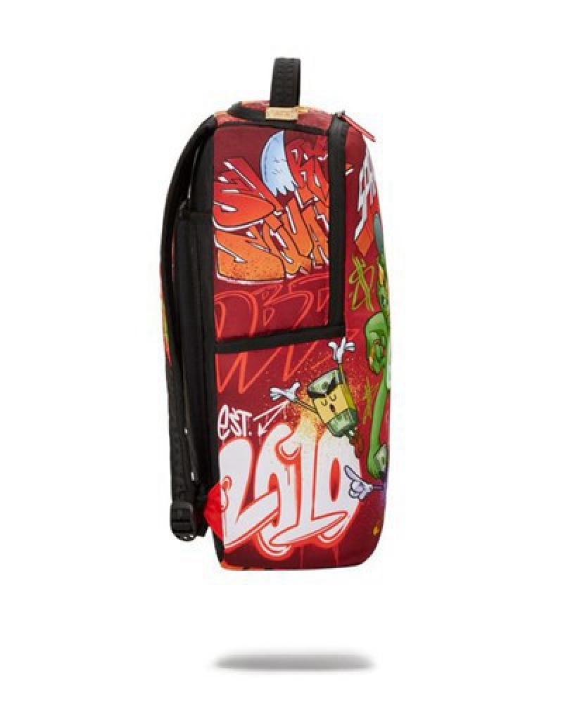 Red Sprayground Money Bear Vs Astromane (Dlxr) Backpacks | 84259-MYIL