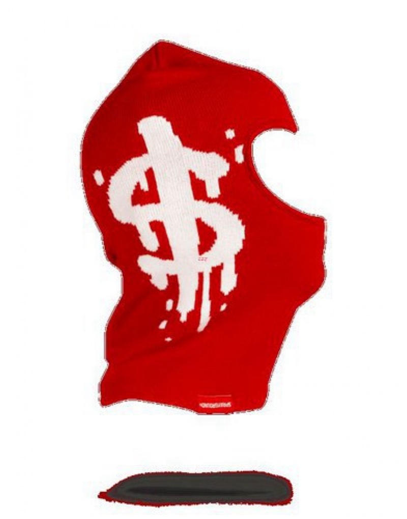 Red Sprayground Money Drip Ski Masks | 41097-JKPX