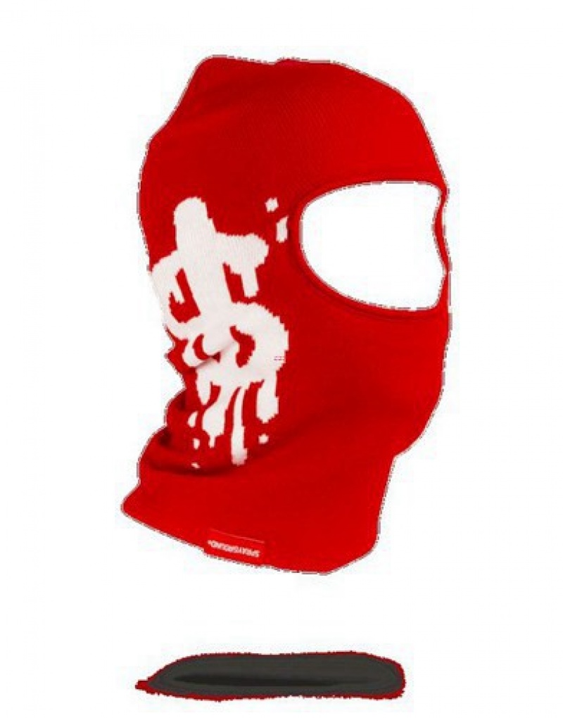 Red Sprayground Money Drip Ski Masks | 41097-JKPX