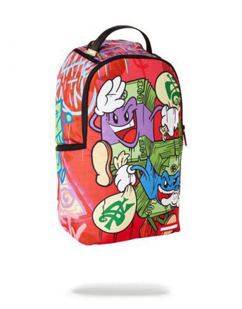 Red Sprayground Money Stacks On The Run Backpacks | 70139-GDFI