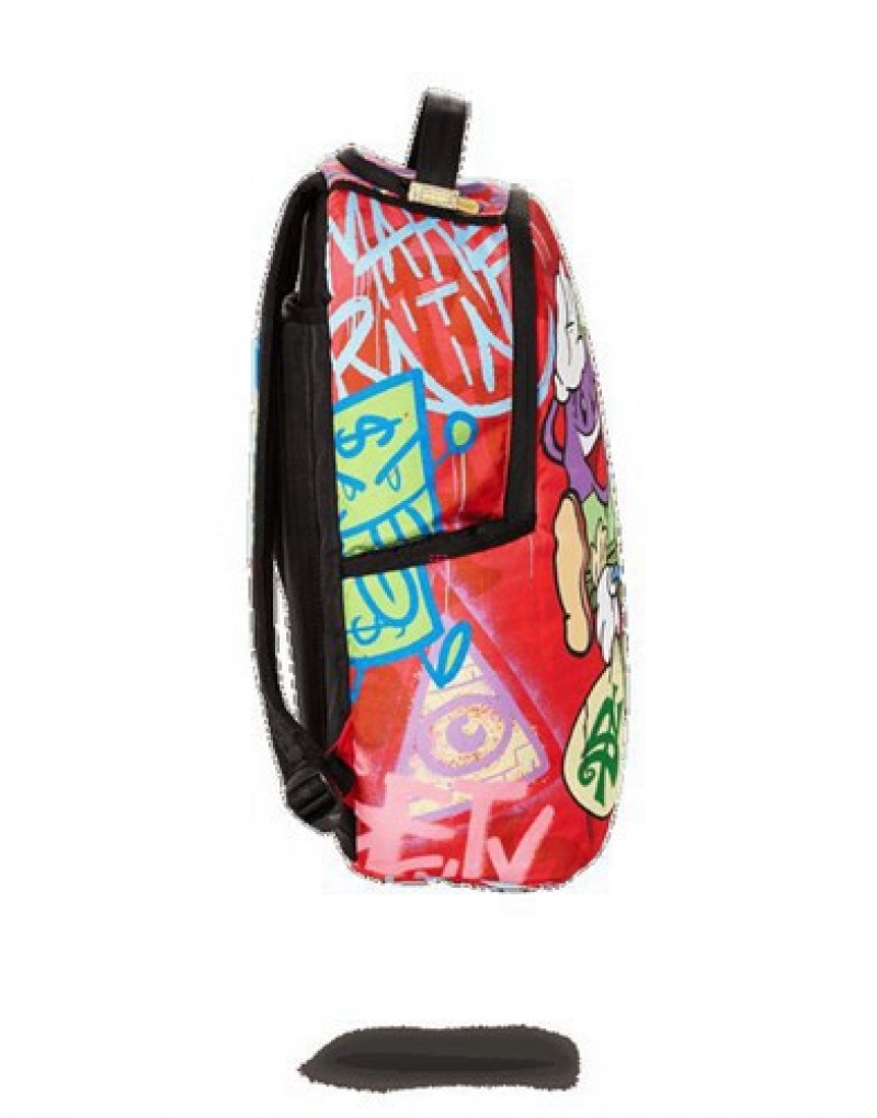 Red Sprayground Money Stacks On The Run Backpacks | 70139-GDFI