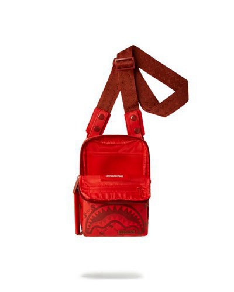 Red Sprayground Moneygram Brick Crossbody Bags | 32078-SXCY