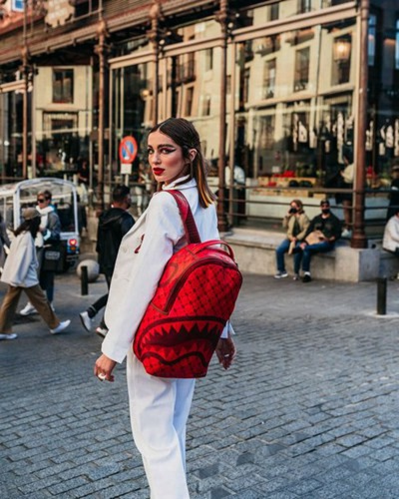 Red Sprayground Moneygram Brick (Dlxv) Backpacks | 50431-GLAE